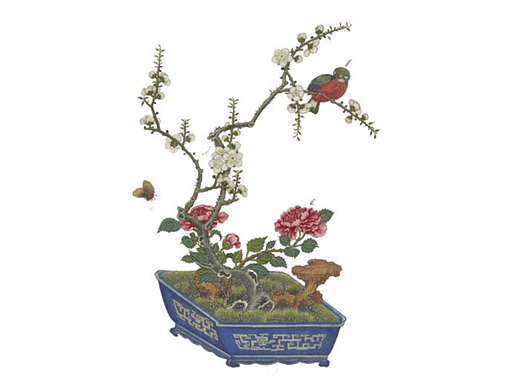 盆景花鸟图