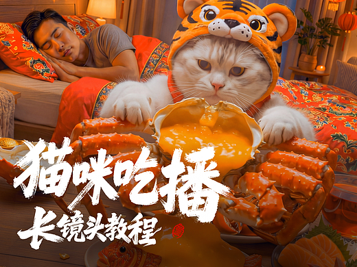 猫咪吃播长镜头喂饭教程（春节版）