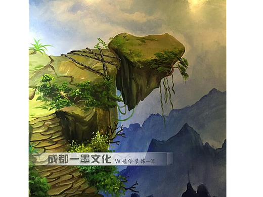 风景墙绘，风景壁画，游戏插画