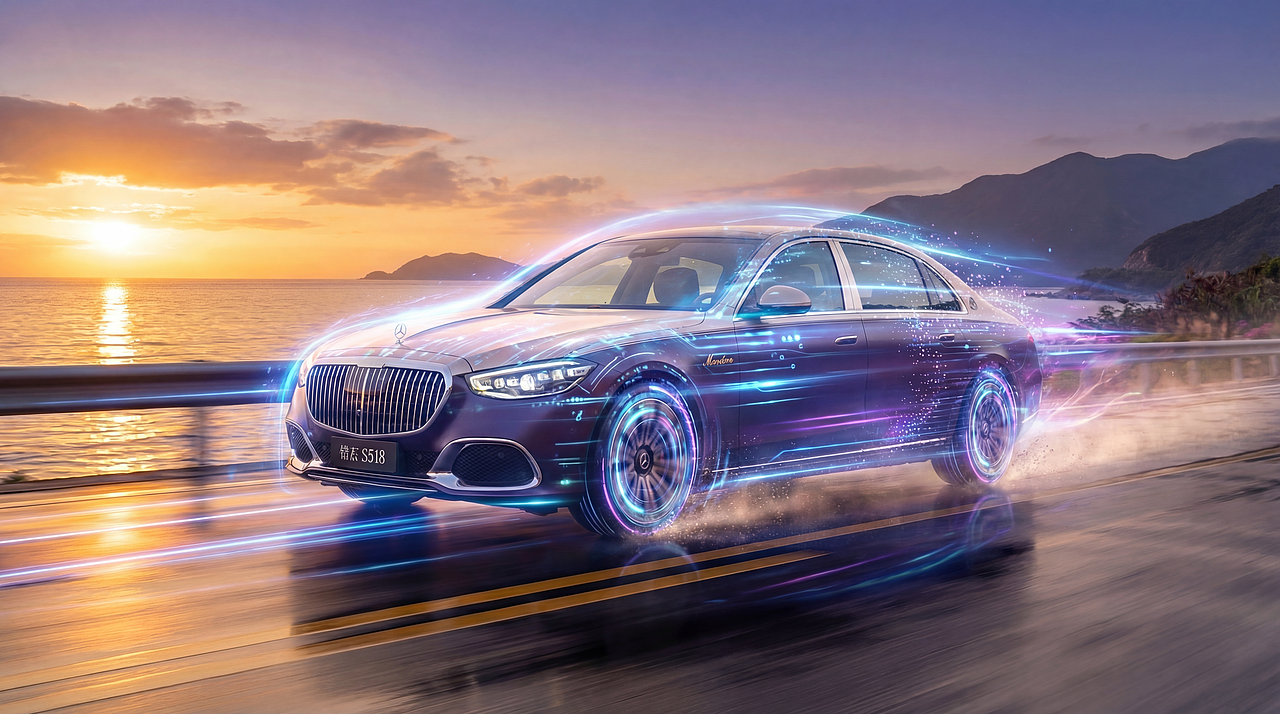 《光痕：Mercedes-Maybach 视觉海报 | 3D渲染作品》（图ZNDAyNjkzNTYw） - 其他三维 - 站酷设计师简泽一原创素材 - 站酷ZCOOL