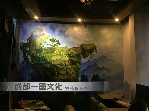 3D立体画，游戏插画，风景墙绘