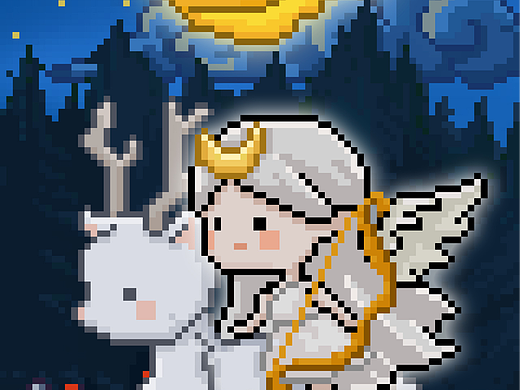 像素风插画  月亮女神精灵&死亡精灵***