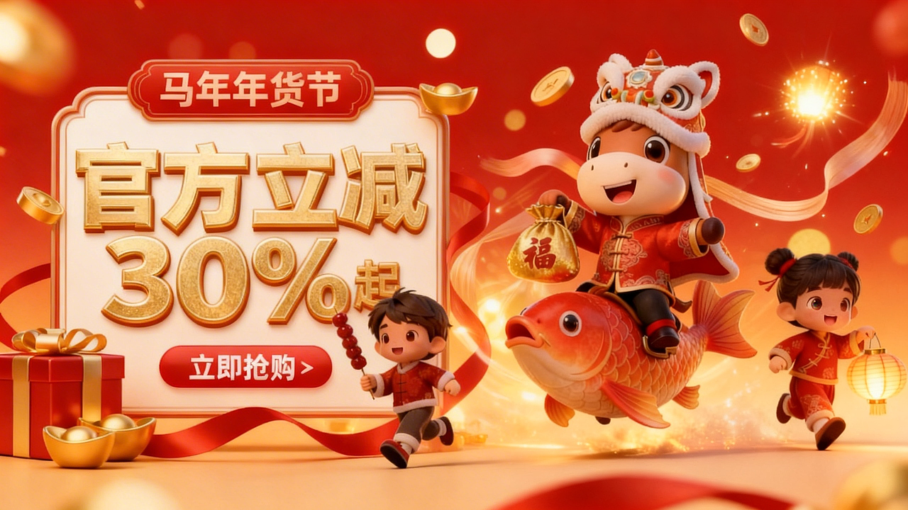 2026马年-年货节主视觉设计(图ZNDAyNzM1MzY4) - 海报 - 站酷设计师喵无敌原创素材 - 站酷ZCOOL