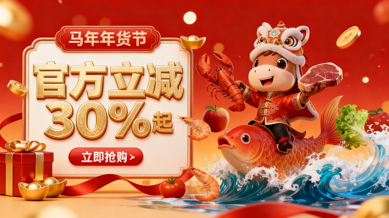 2026马年-年货节主视觉设计(图ZNDAyNzM1NDQ0) - 海报 - 站酷设计师喵无敌原创素材 - 站酷ZCOOL
