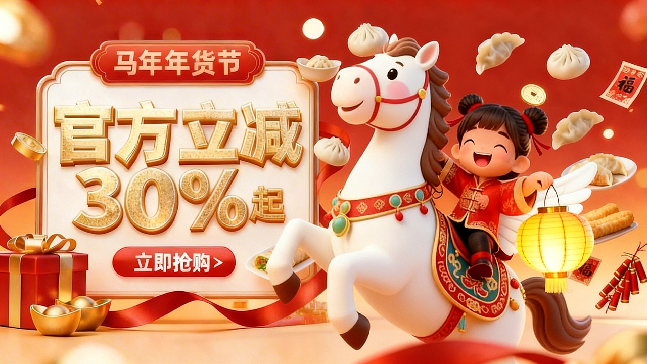 2026马年-年货节主视觉设计(图ZNDAyNzM1NDQ4) - 海报 - 站酷设计师喵无敌原创素材 - 站酷ZCOOL
