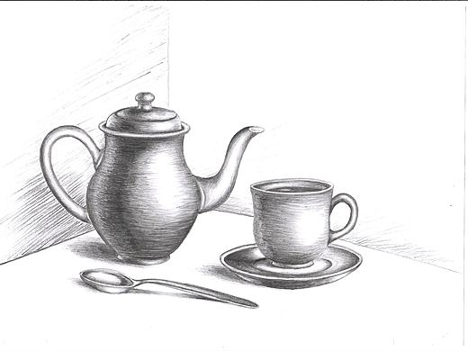 Teapot and Cup (graphite)