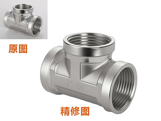 【工业五金精修】三通管件：护肌理，修精密连接感