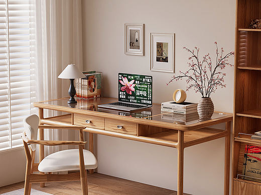 办公桌，电商设计，实木家居