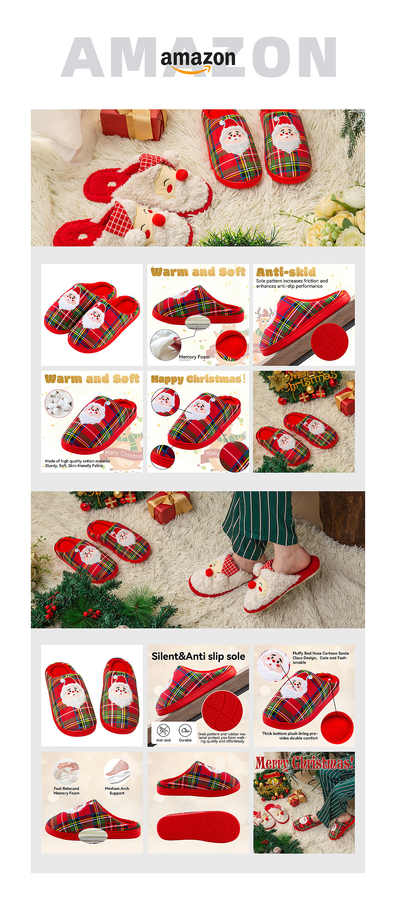 亞馬遜美國站圣誕氛圍棉拖（圖ZNDAyNzk3NTY4） - 電商 - 站酷設計師小戴在學習原創(chuàng)素材 - 站酷ZCOOL