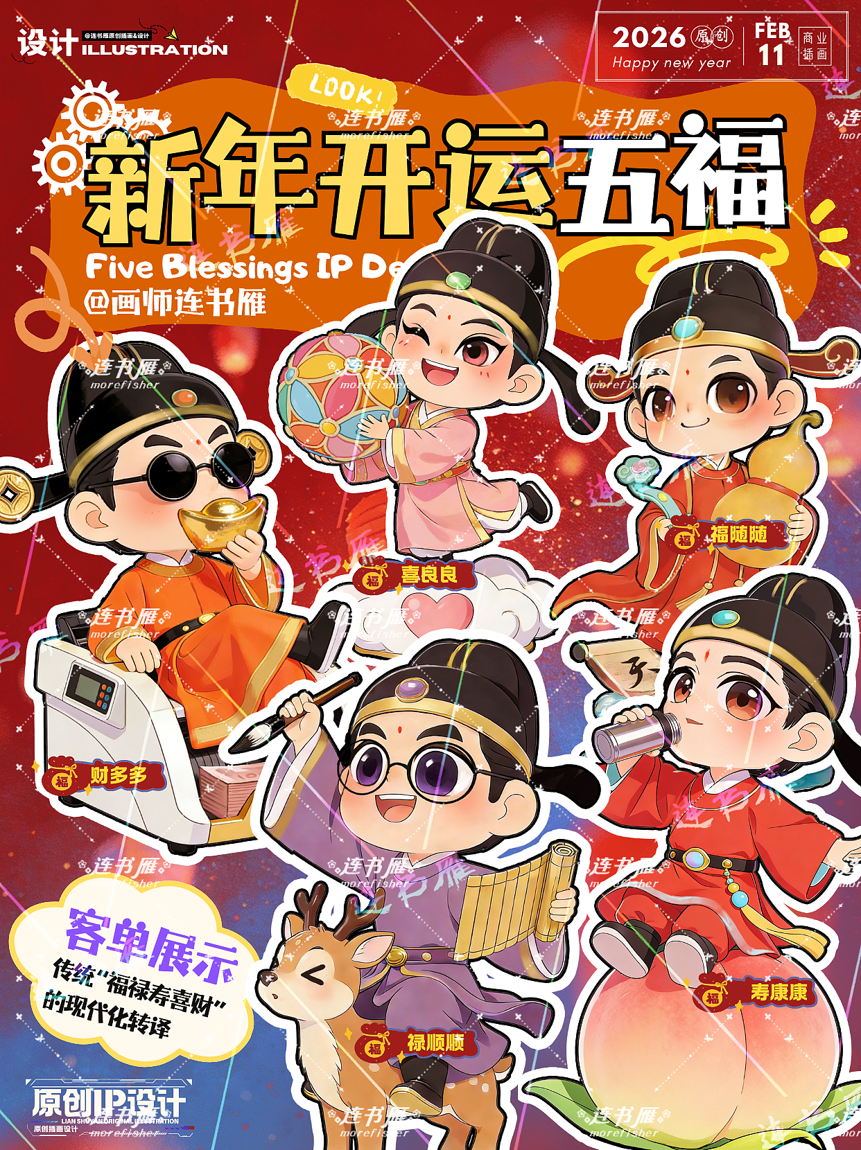 五福潮玩盲盒IP形象设计（图ZNDAyODAzNjgw） - 玩具 - 站酷设计师连书雁原创素材 - 站酷ZCOOL