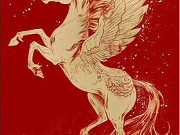 金色獨(dú)角獸 飛翔的馬