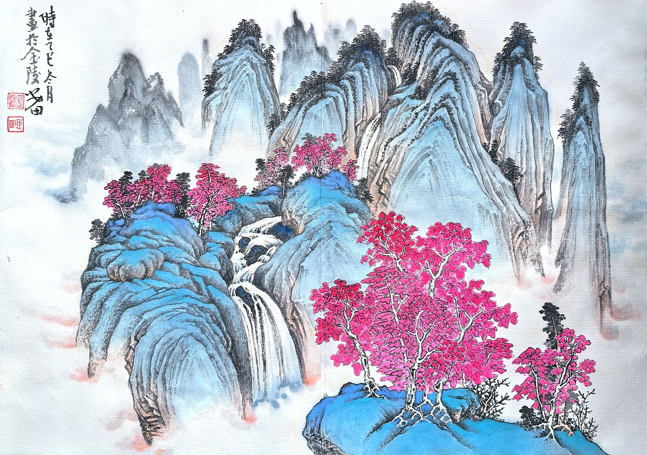 清秋听瀑（图ZNDAyODQ5OTEy） - 绘画 - 站酷设计师安田原创素材 - 站酷ZCOOL