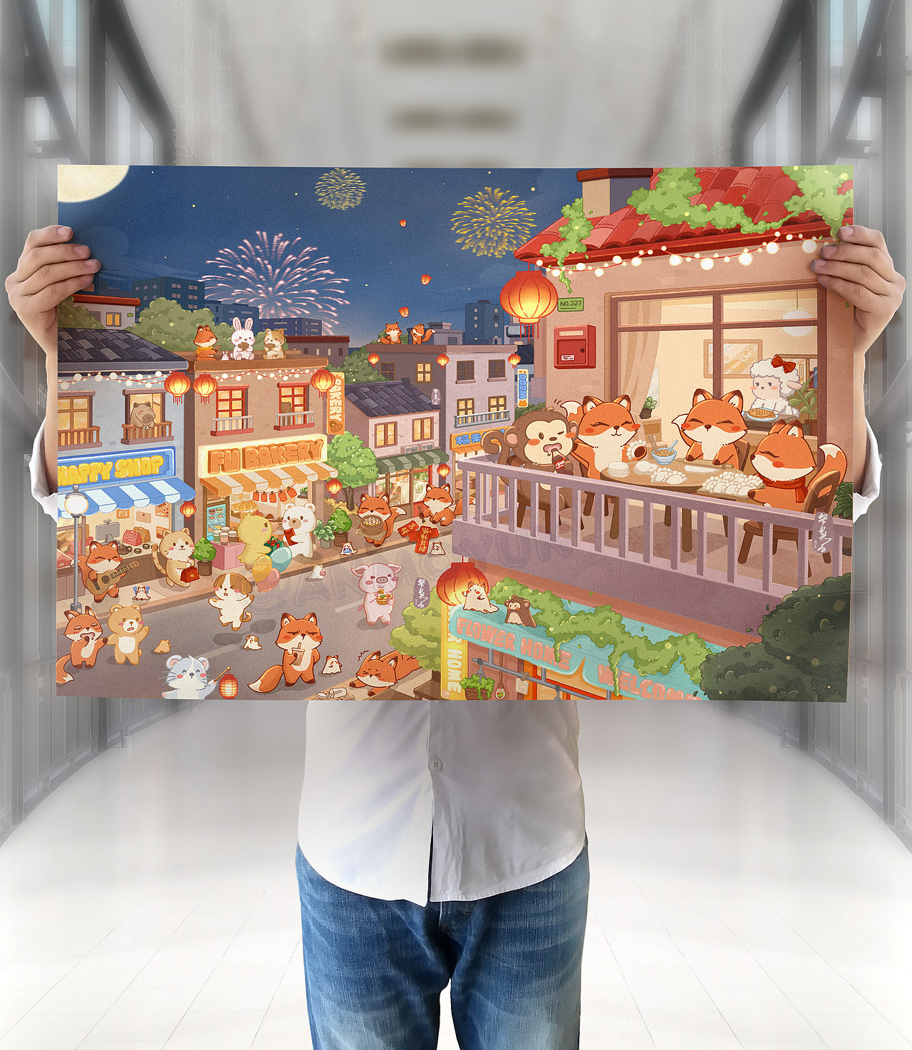 童話新年 福狐鄉(xiāng)系列新年賀圖 | 節(jié)日場景插畫（圖ZNDAyODUxNDY0） - 商業(yè)插畫 - 站酷設計師安莫云原創(chuàng)素材 - 站酷ZCOOL