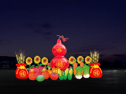 水果蔬菜灯光小品雕塑玻璃钢