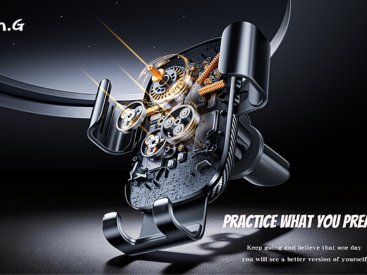 今年最后一渲染—车载支架渲染（模仿）