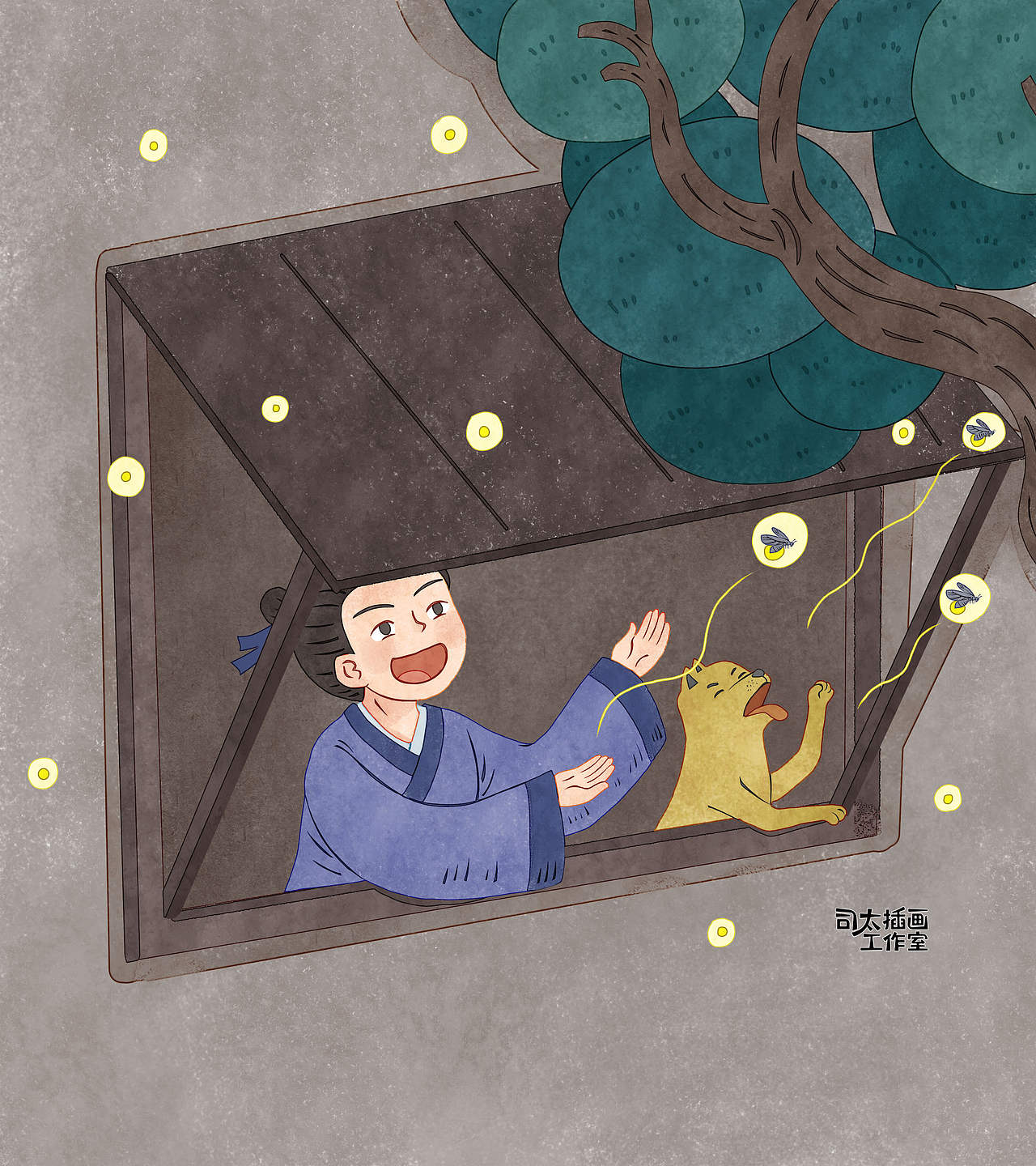【古风绘本】《囊萤夜读》|外研社（图ZNDAyODgzNDc2） - 商业插画 - 站酷设计师司太插画工作室原创素材 - 站酷ZCOOL