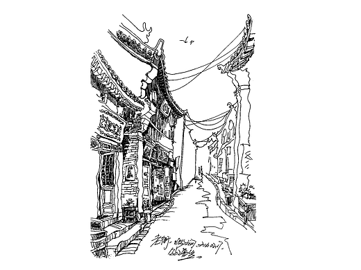 街景速写，关于钢笔画以及设计手绘。