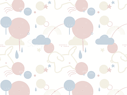 白金粉蓝小狗简约可爱图案印花