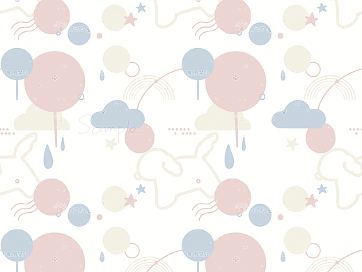 白金粉蓝小狗简约可爱图案印花