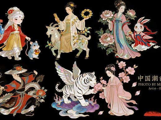 非遗贝母螺钿与竹草编十二花神生肖2026马年贺新春