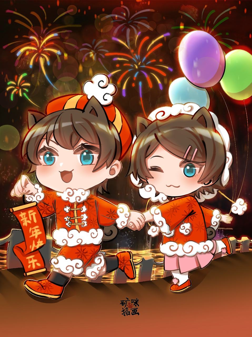 【矿咪插画】oc新年/元宵贺图/微信红包封面🧧（图ZNDAyOTA1Nzk2） - 商业插画 - 站酷设计师插画师月球星棱原创素材 - 站酷ZCOOL
