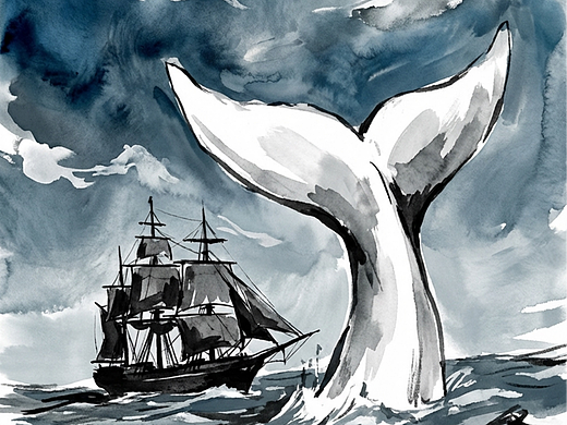 【练习稿019】美国经典小说《白鲸记》封面2幅（个人主页-ZNzMxODg3MzI=） - 书籍/画册 - 站酷设计师封面设计师柳行舟原创素材 - 站酷ZCOOL