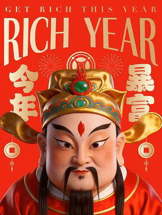 RICH 今年暴富迎财神 RICH（图ZNDAyOTE5NTc2） - AI作品 - 站酷设计师万鱼鱼原创素材 - 站酷ZCOOL