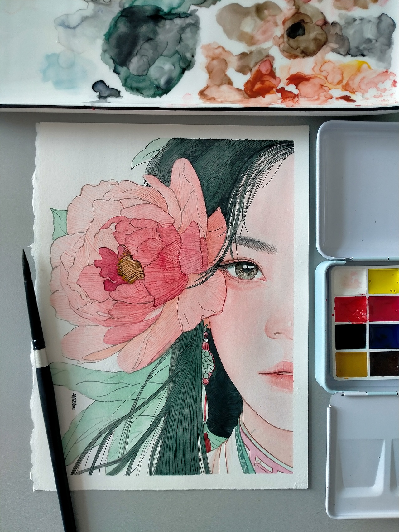 水彩｜国风人物（图ZNDAyOTIwNTA0） - 创作习作 - 站酷设计师水彩小恬原创素材 - 站酷ZCOOL