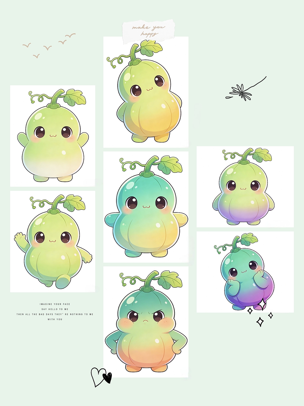 软萌小葫芦上线～圆圆胖胖，福气满满，可爱又治愈（图ZNDAyOTI0NzUy） - AI作品 - 站酷设计师画画电饭锅原创素材 - 站酷ZCOOL