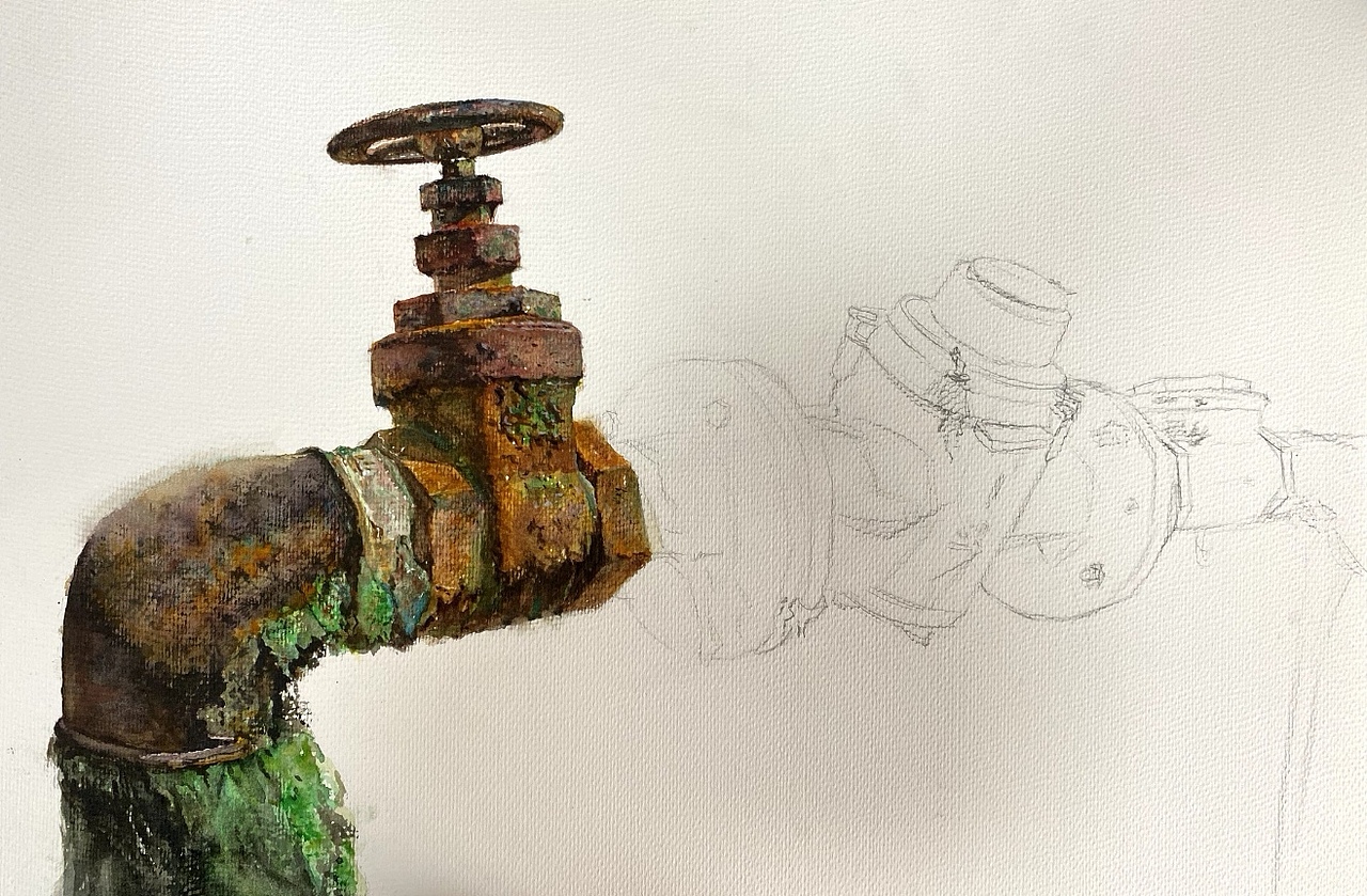 水彩画——【红色脉络-太行遗址的锈蚀印记】（图ZNDAyOTI1NzEy） - 展陈设计 - 站酷设计师我是布瓜原创素材 - 站酷ZCOOL