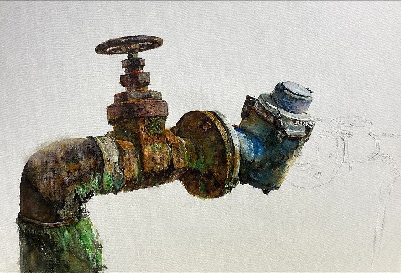 水彩画——【红色脉络-太行遗址的锈蚀印记】（图ZNDAyOTI1NzE2） - 展陈设计 - 站酷设计师我是布瓜原创素材 - 站酷ZCOOL