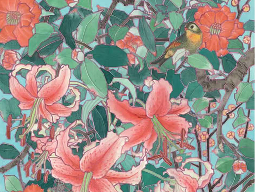 《岁朝图 · 相思》绢本没骨工笔画