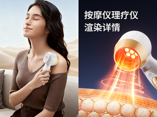 按摩仪详情设计手持红外理疗仪建模渲染商详页设计海报（个人主页-ZNzMxOTM5Njg=） - 电商 - 站酷设计师瑞禧视觉设计原创素材 - 站酷ZCOOL