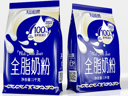 天山伯爵全脂奶粉包装设计、奶粉包装设计