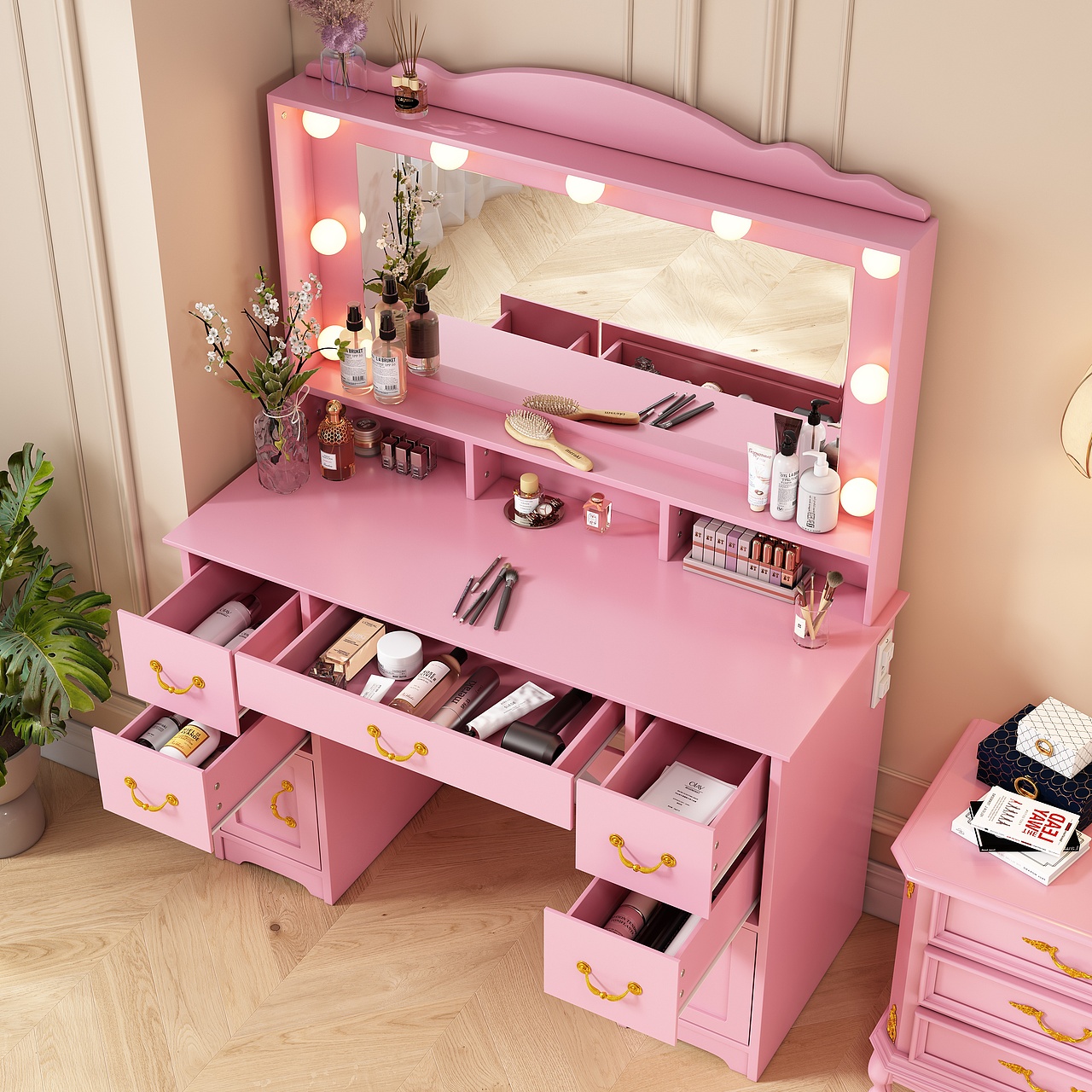 粉色梳妆台建模渲染-电商-亚马逊主图A+/淘宝详情页（图ZNDAyOTgwODg4） - 产品 - 站酷设计师创酷视觉设计原创素材 - 站酷ZCOOL