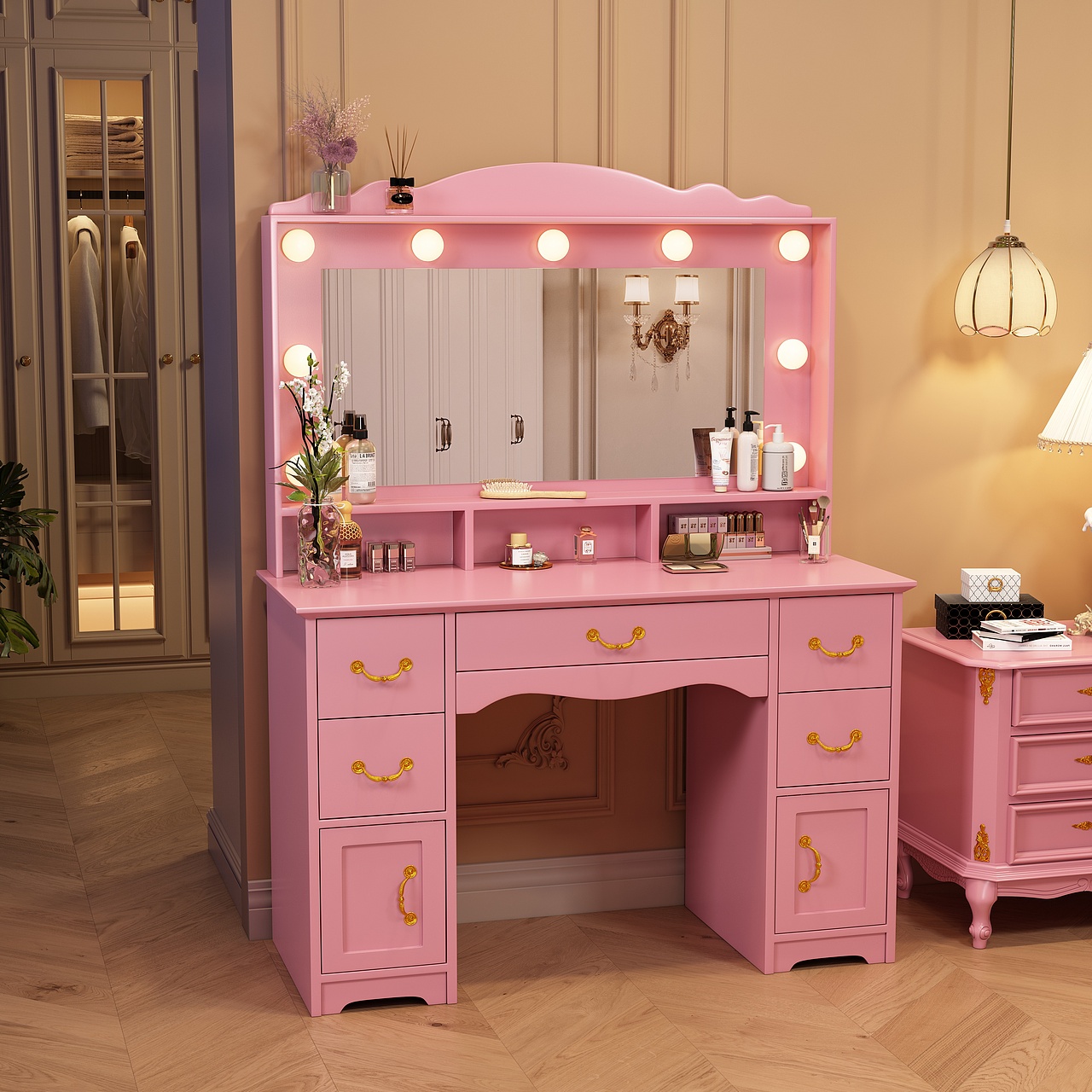 粉色梳妆台建模渲染-电商-亚马逊主图A+/淘宝详情页（图ZNDAyOTgwODky） - 产品 - 站酷设计师创酷视觉设计原创素材 - 站酷ZCOOL