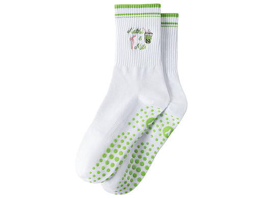 双杠抹茶奶茶蝴蝶结刺绣普拉提袜1双装【绿】