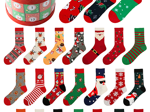 24天圣诞倒数日历袜24双装