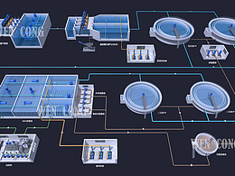 污水处理厂工艺流程三维效果图-39