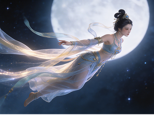 月下飞天 | 国风 CG AI 舞蹈短片