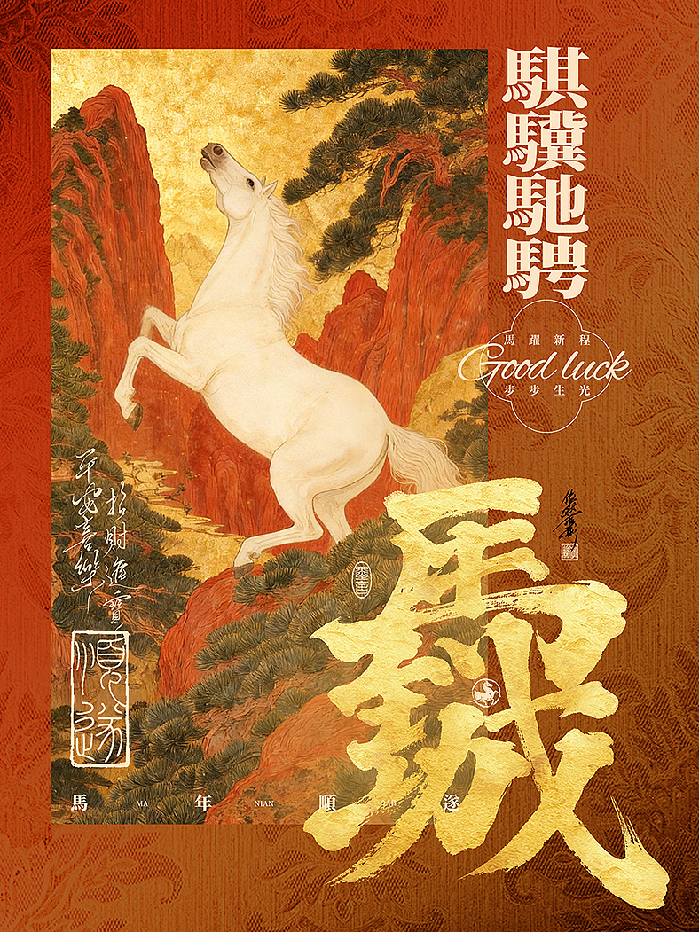 新年海报 马年发财（图ZNDAzMDI2NjE2） - 字体/字形 - 站酷设计师依然浚原创素材 - 站酷ZCOOL