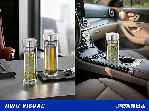 玻璃杯 ✖ 高级感商务风轻奢风茶水杯保温杯拍摄