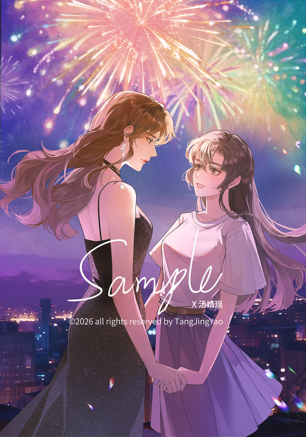双女主广播剧封面图（图ZNDAzMDQxNTg0） - 商业插画 - 站酷设计师汤婧瑶原创素材 - 站酷ZCOOL