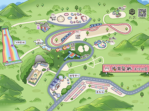 暖茸星球手绘地图游乐园营地卡通导览图