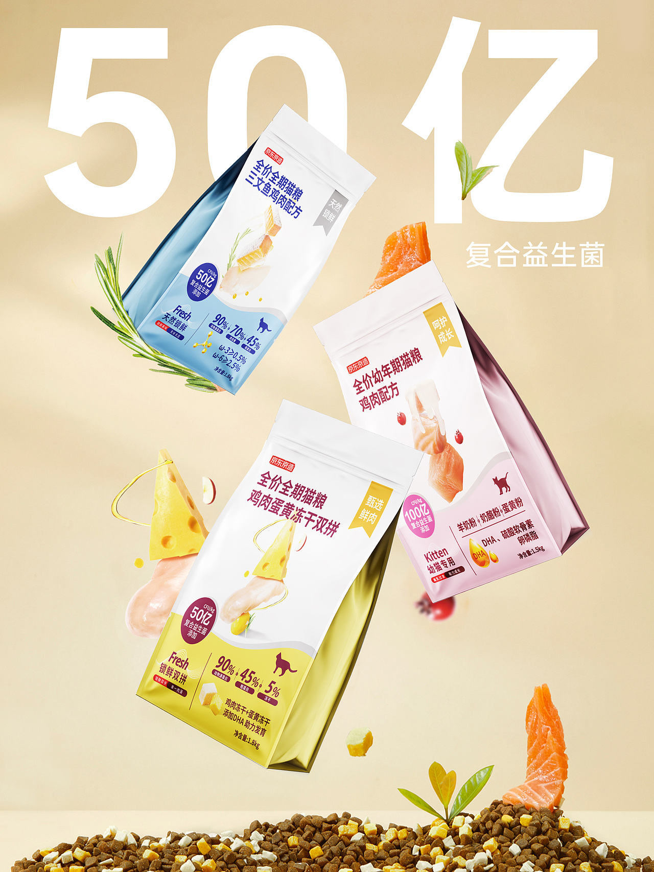 销量超过100w+的「京东京造」猫粮包装设计（图ZNDAzMDY0MTM2） - 包装 - 站酷设计师京喜品牌咨询设计原创素材 - 站酷ZCOOL