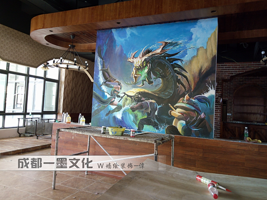 网吧墙绘，网吧装修,网吧壁画