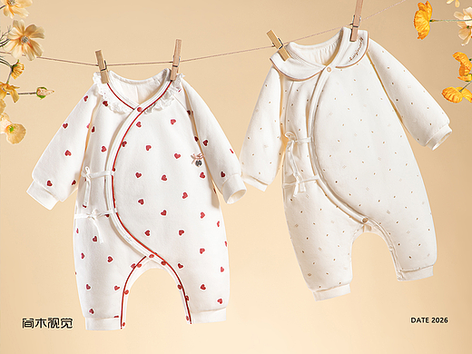 婴儿服饰主图拍摄丨孩子王×简木视觉 爬服蝴蝶衣 静物