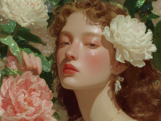 AI全息流光人物艺术影像系列⭐绮梦花影 