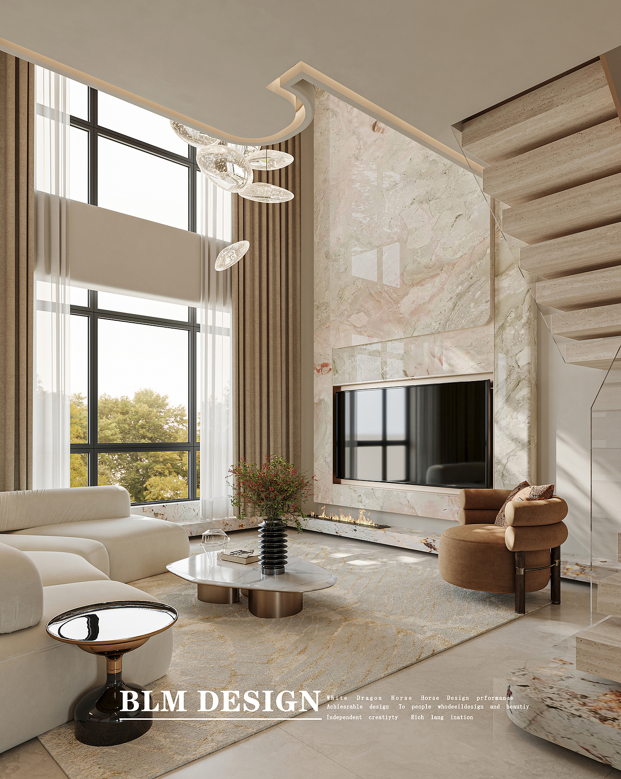 现代轻奢风复式别墅（图ZNDAzMDkxMDUy） - 家装设计 - 站酷设计师白龙马效果图小北原创素材 - 站酷ZCOOL