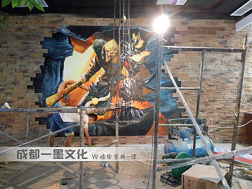 网吧墙绘 网吧装修 网吧壁画  成都墙绘